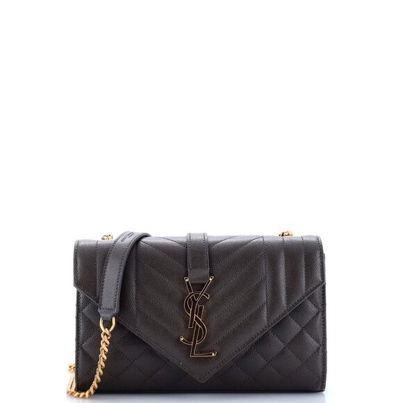 Saint Laurent Handbags - Saint Laurent Classic Monogram Envelope Satchel Mixed Matelasse Leather Small